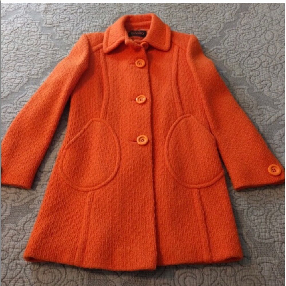 Damo orange label wool coat, good condition